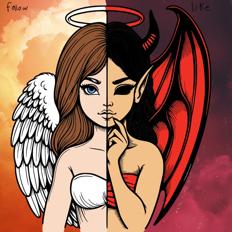 realistic angel half demon