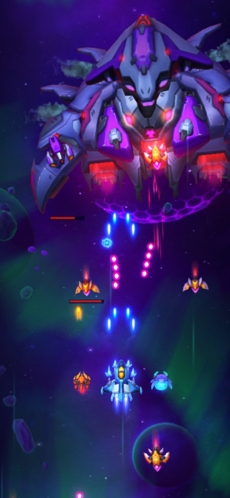 Intense boss battle in Space Justice Alien Shooter mobile game