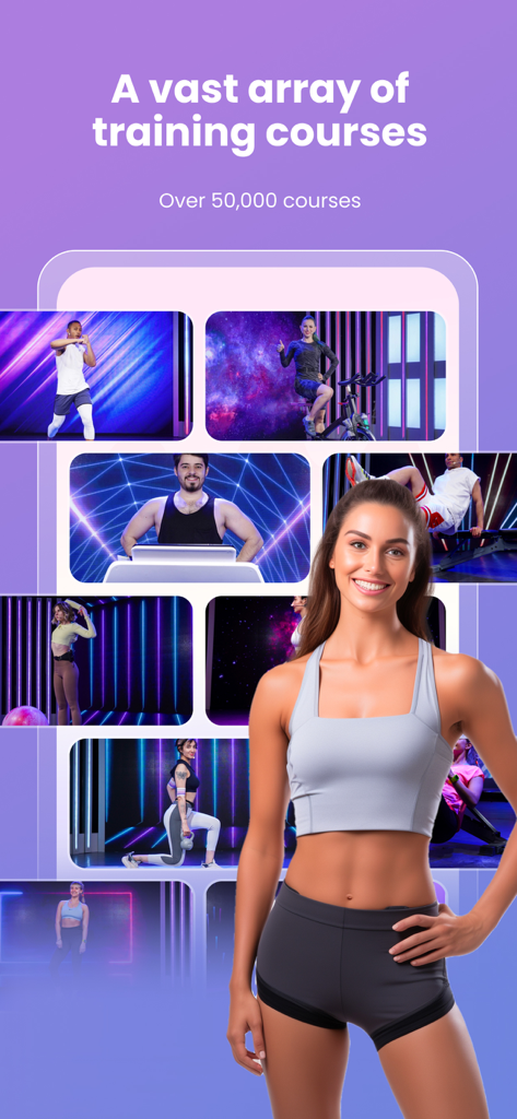 SPAX - A collage showing various studio style training courses and instructors in the SPAX fitness app