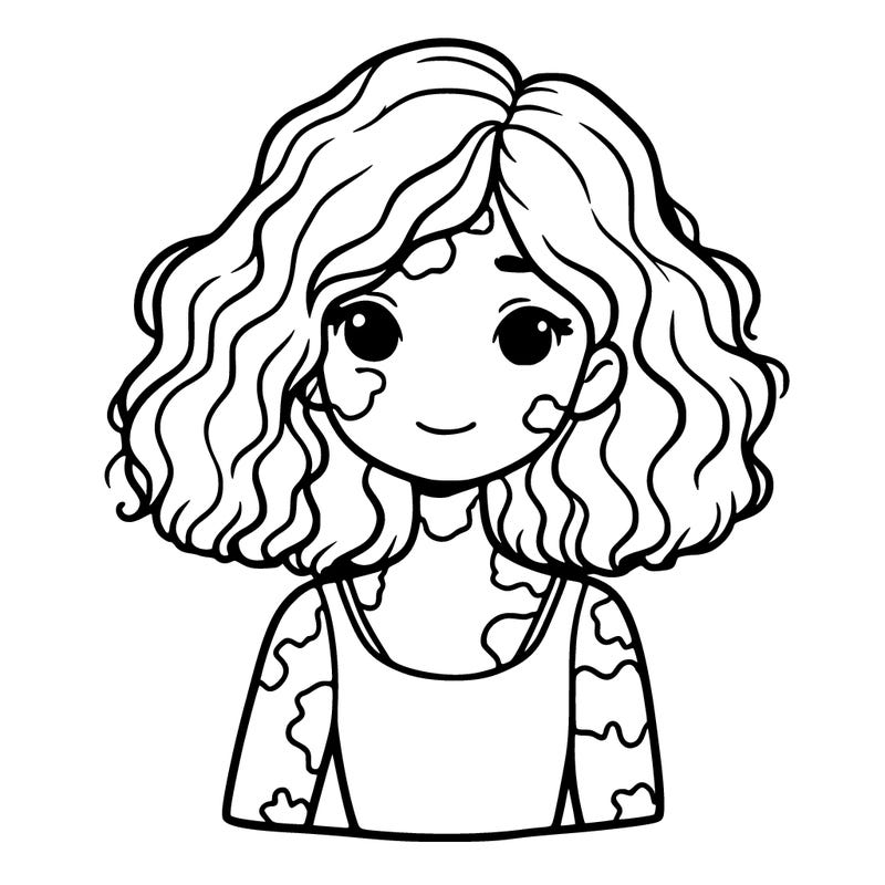 girl with fluffy hair and vitiligo