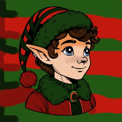realistic elf with santa hat