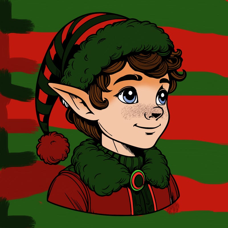 realistic elf with santa hat