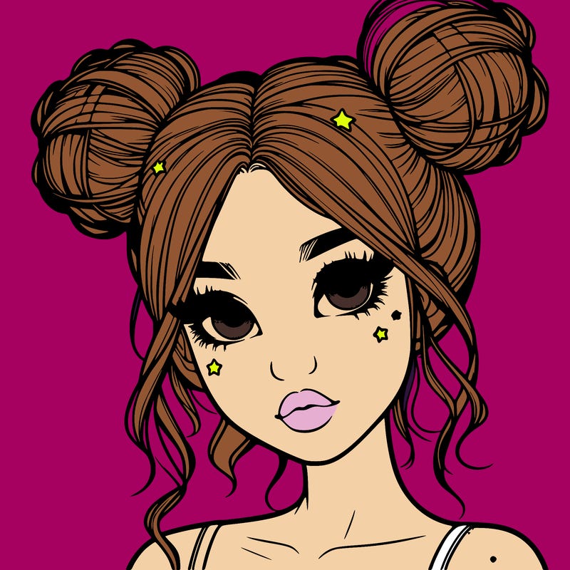 realistic girl with space buns