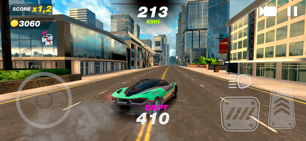 Street Racing: Car Battle - A modern sports car drifting on a city street in Street Racing Car Battle