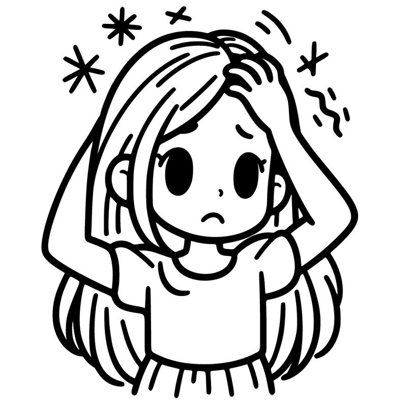 a girl scratching her head