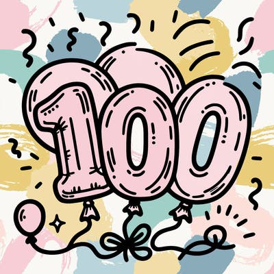 foil balloons that say “100”