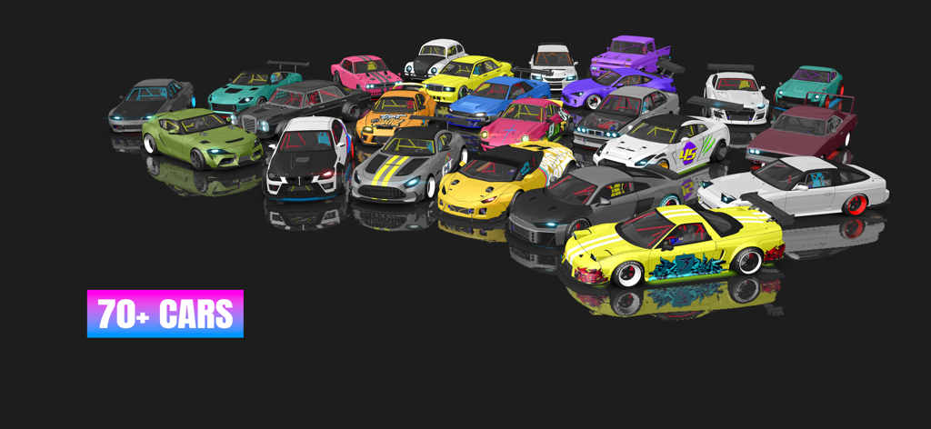 Project Drift 2.0 - Una amplia colección de coches JDM de drift coloridos y personalizados en Project Drift 2.0.