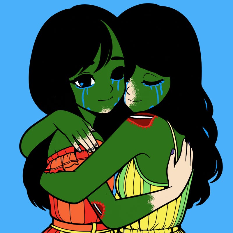 realistic girls hugging