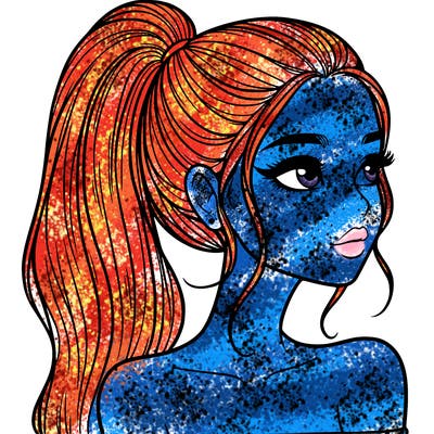 a beautiful and realistic girl with a high pony tail