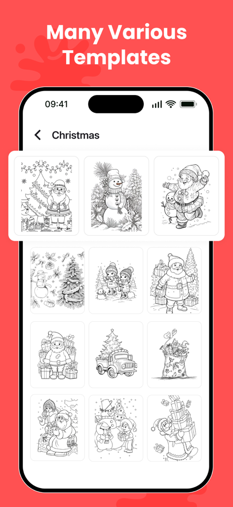 AR Drawing - Sketch Trace Draw - A gallery of Christmas themed drawing and tracing templates within the AR Drawing app