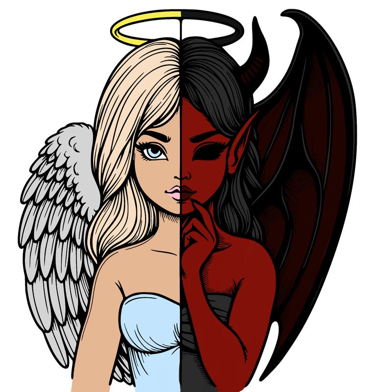 realistic angel half demon