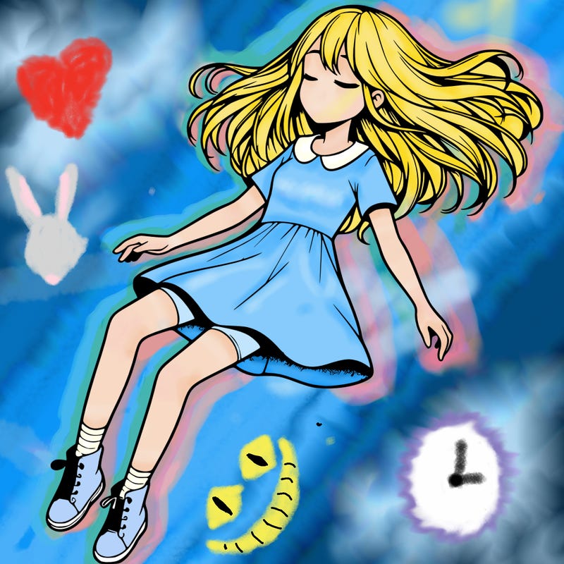 realistic girl floating