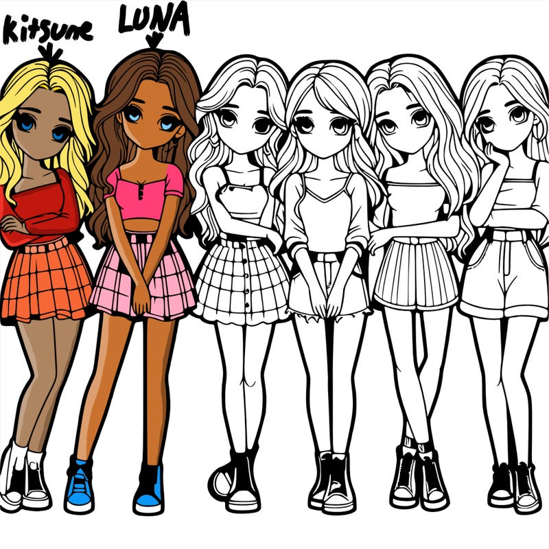 a group of girls realistic