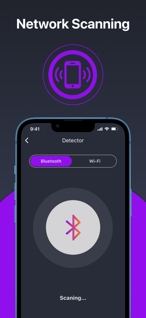 A smartphone screen showing the network scanning feature for Bluetooth devices.