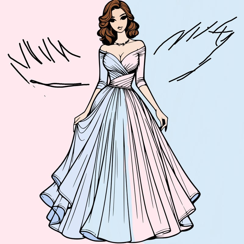 realistic woman in a beautiful dress