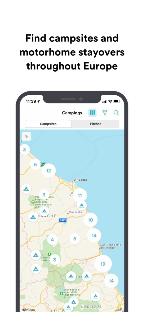 FREEONTOUR Camping App - FREEONTOUR App-Karte mit Camping- und Wohnmobilstellplätzen in Europa