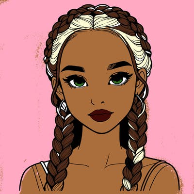 realistic girl with braids