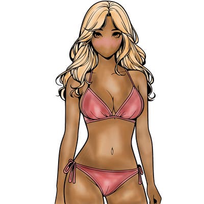 realistic girl with a revealing swimsuit