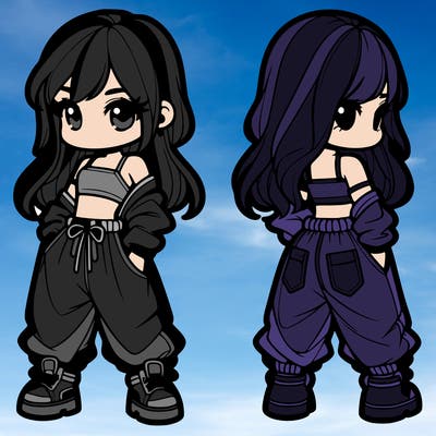 girl in crop top and baggy pants