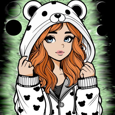 realistic girl in a animal pjs hoodie