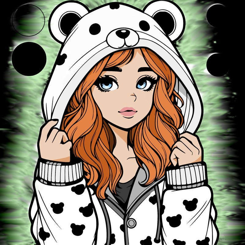 realistic girl in a animal pjs hoodie