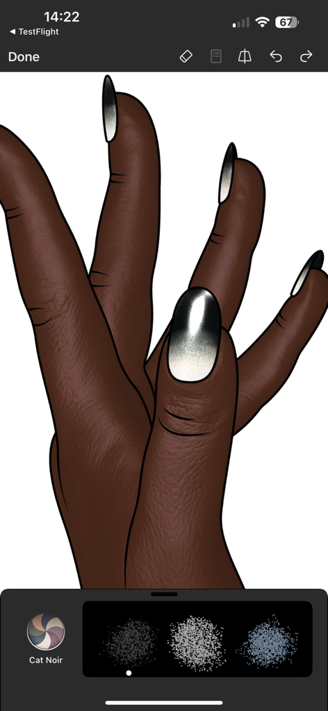 Prêt à Makeup - Nail art digital com gradiente preto e branco em um modelo de mão de pele escura