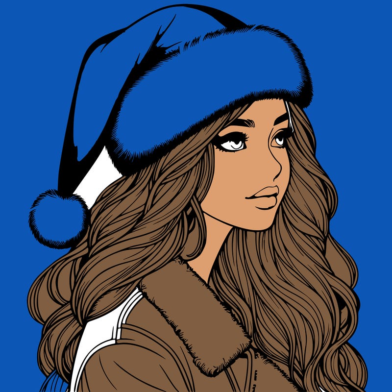 realistic girl in santa hat