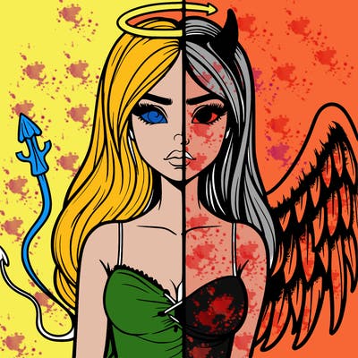 devil vs angel realistic girl
