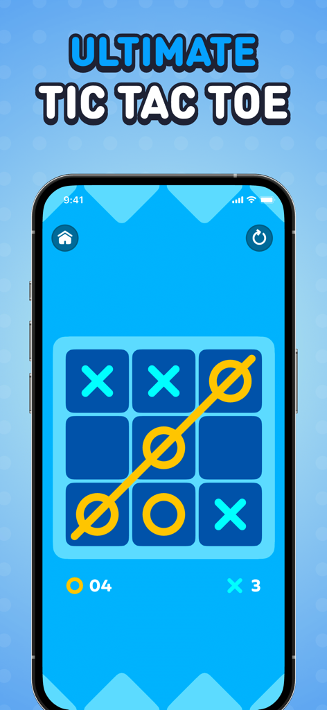 Offline Games No Wifi Games - - A mobile phone screen showing a game of Tic Tac Toe from the Offline Games app.