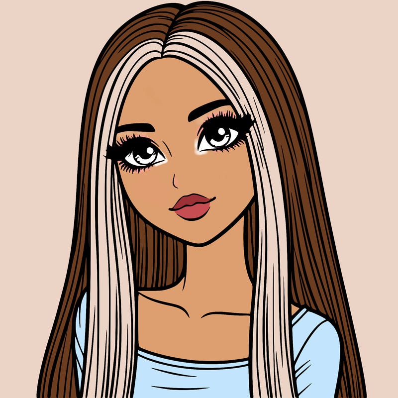 realistic girl with straight and long hair