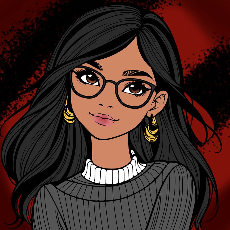 realistic girl with glasses