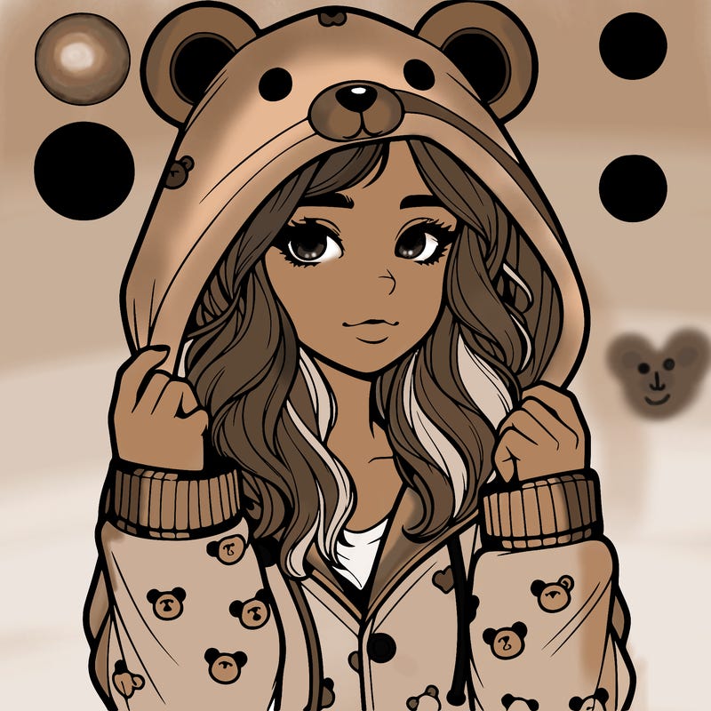 realistic girl in a animal pjs hoodie