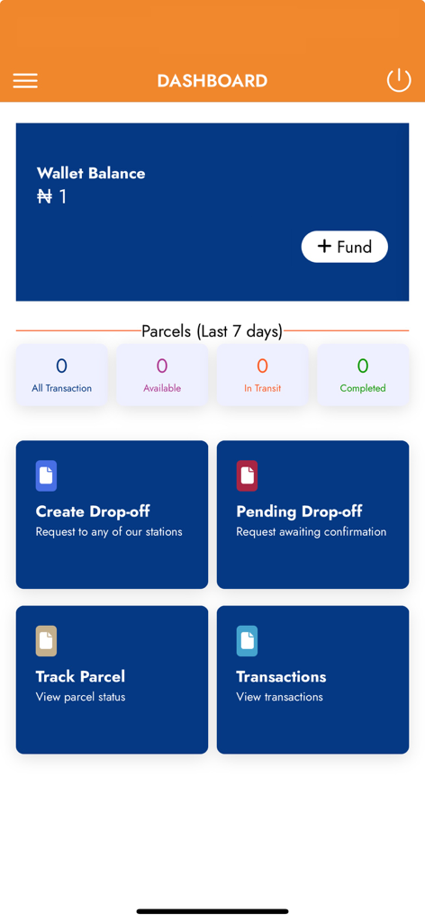 GUO Logistics - Dashboard of the GUO Logistics mobile app showing the virtual wallet balance and shipping management tools.