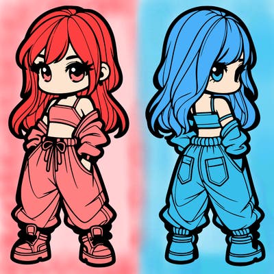 girl in crop top and baggy pants