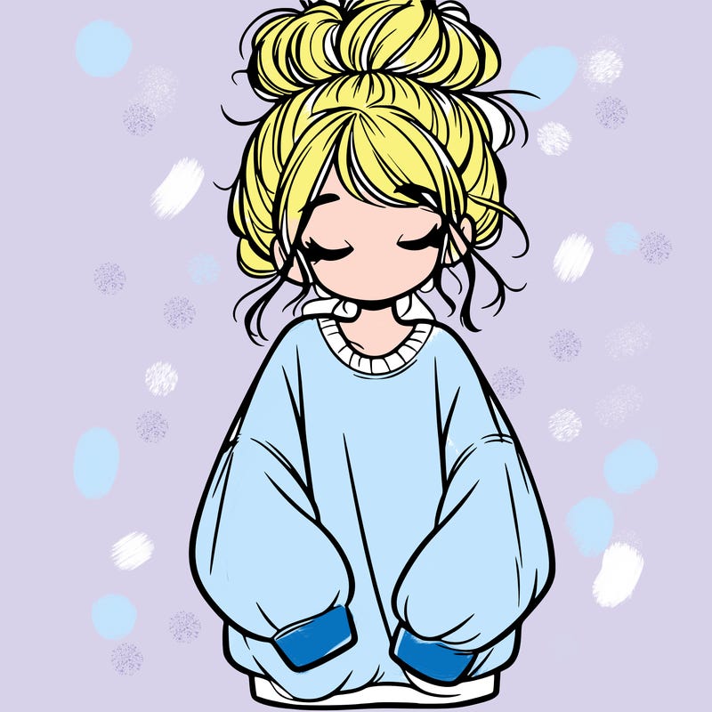 girl with baggy sweatshirt and messy bun