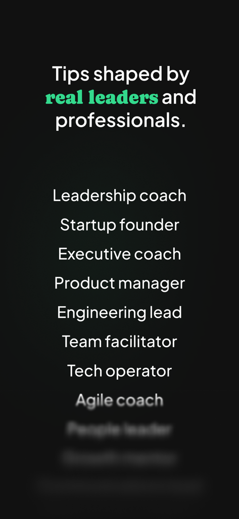 Bunch - Daily Leadership Coach - A list of professional roles such as startup founder and product manager that contribute tips to the Bunch leadership app