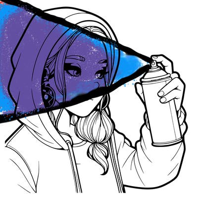 a realistic girl, spray painting