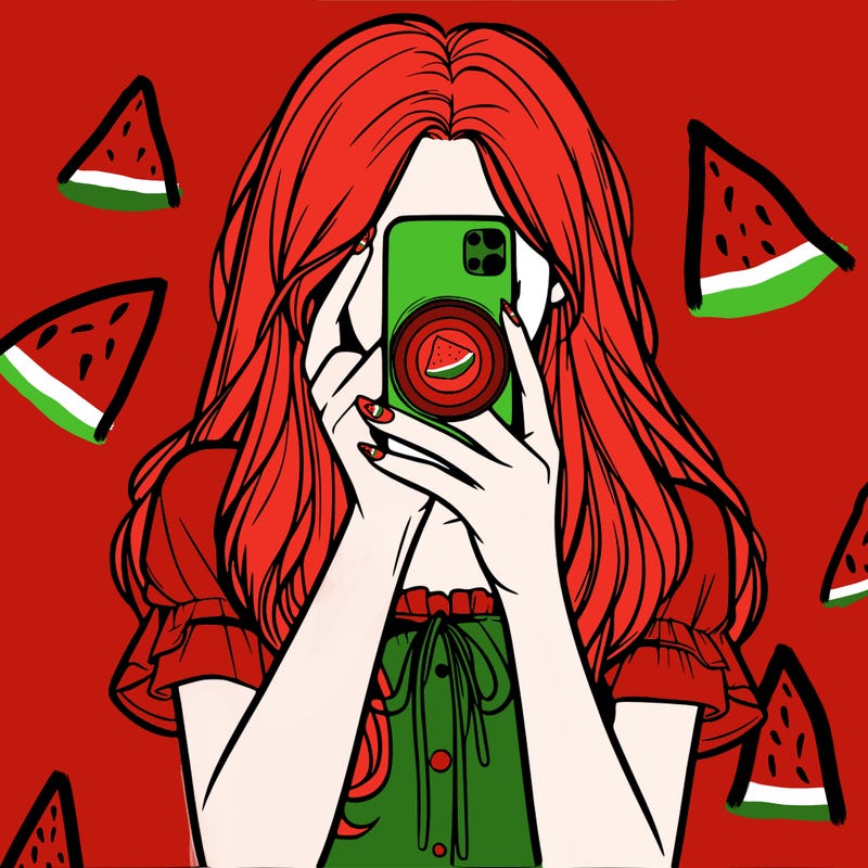 a realistic girl holding her phone taking pictures