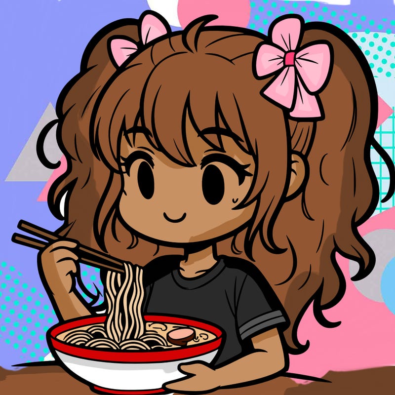 a girl eating ramen