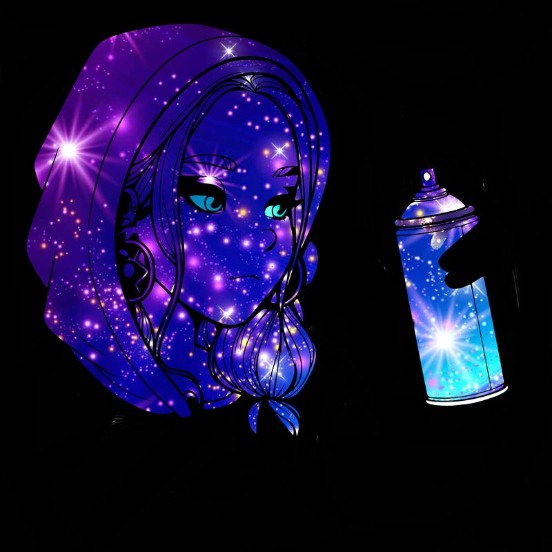 a realistic girl, spray painting