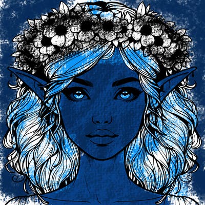 realistic female elf with flower crown