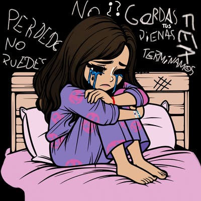 realistic girl crying on her bed over a break up