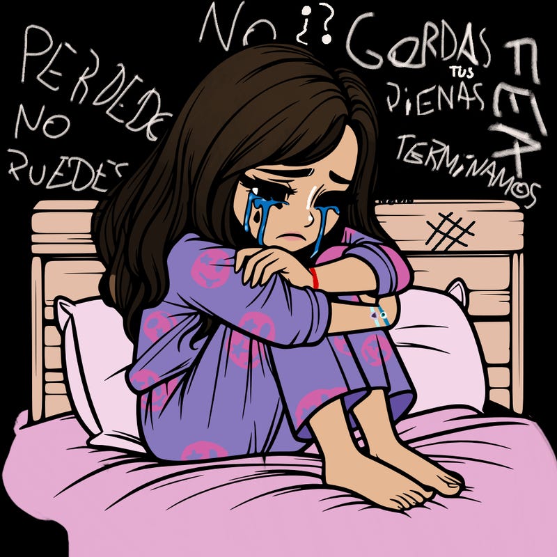 realistic girl crying on her bed over a break up
