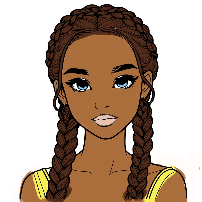 realistic girl with braids