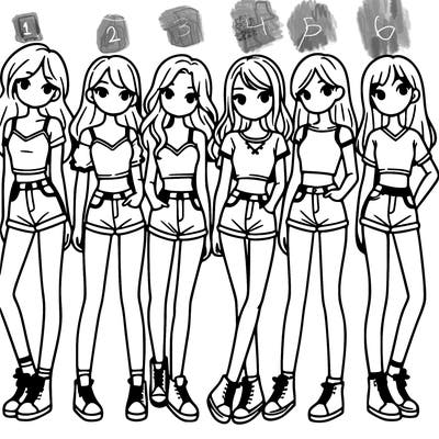 a group of girls wearing crop tops and shorts