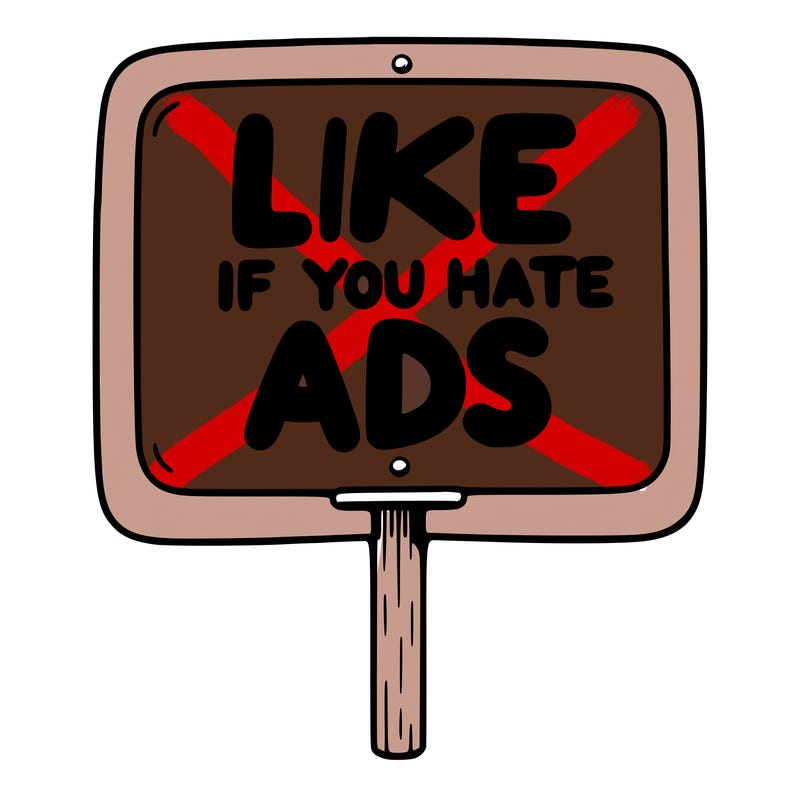 a sign that says like if you hate ads