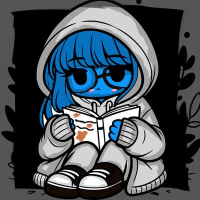 girl in oversized hoodie reading a book