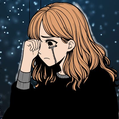 realistic girl crying in a corner