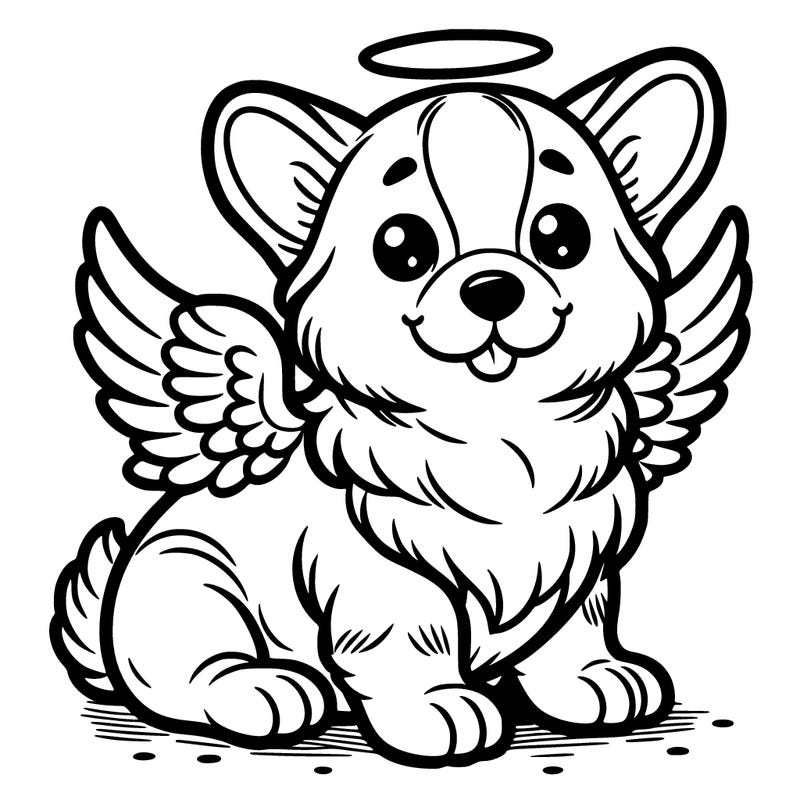 corgi puppy with angel wings