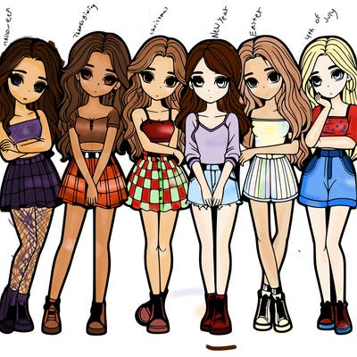 a group of girls realistic